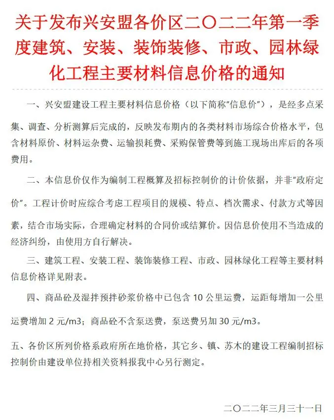 造价库兴安盟2022年1期1、2、3月信息价期刊电子版PDF封面