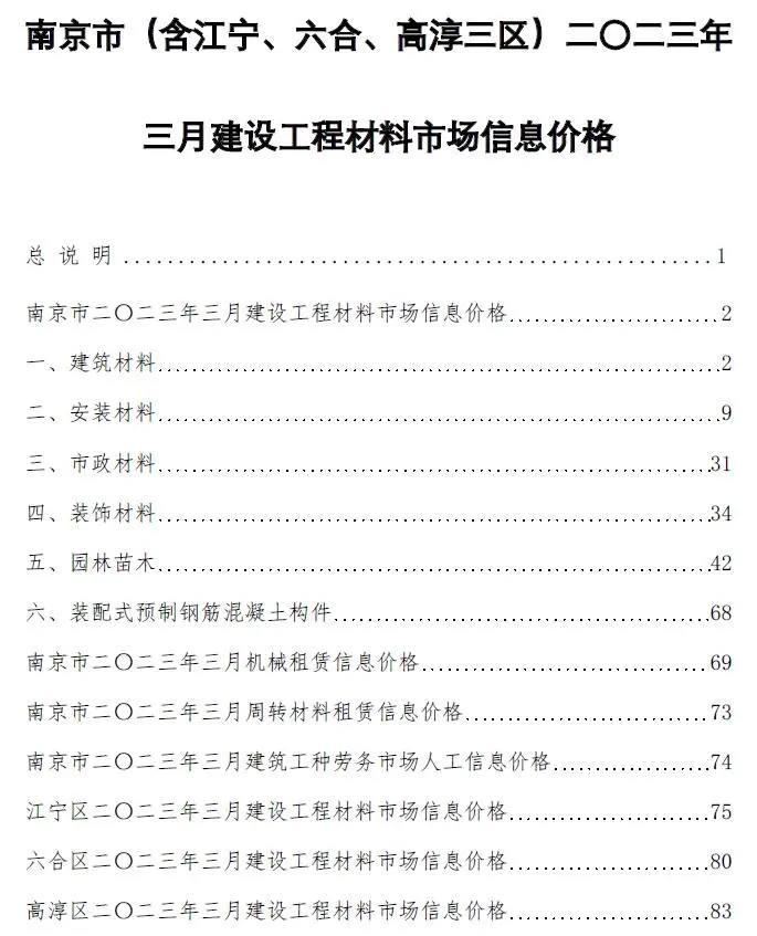 造价库南京市2023年3月信息价期刊电子版PDF封面