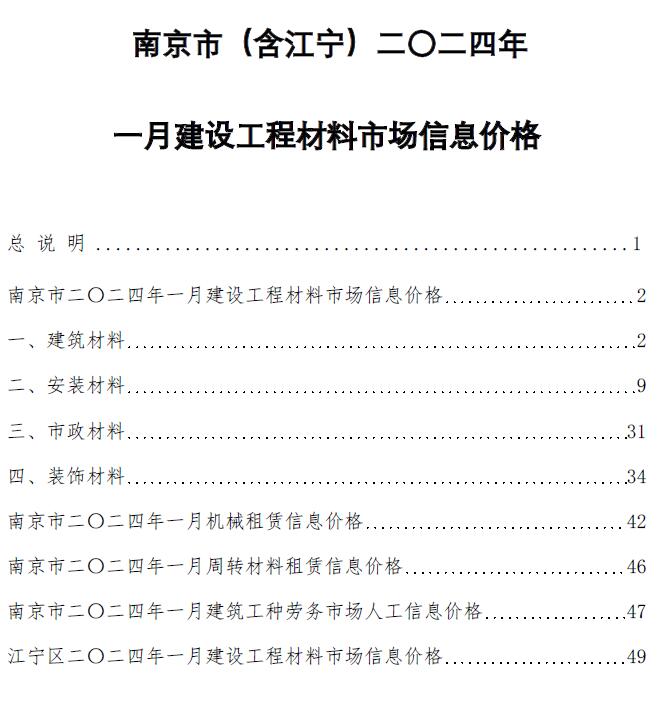 南京市2024年1月造价库文件造价库文件网