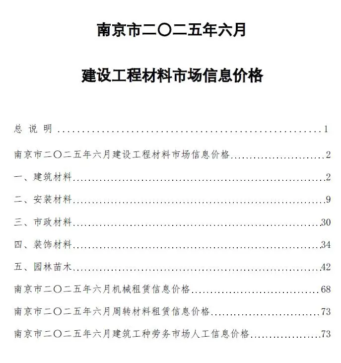 造价库南京市2025年6月信息价期刊电子版PDF封面