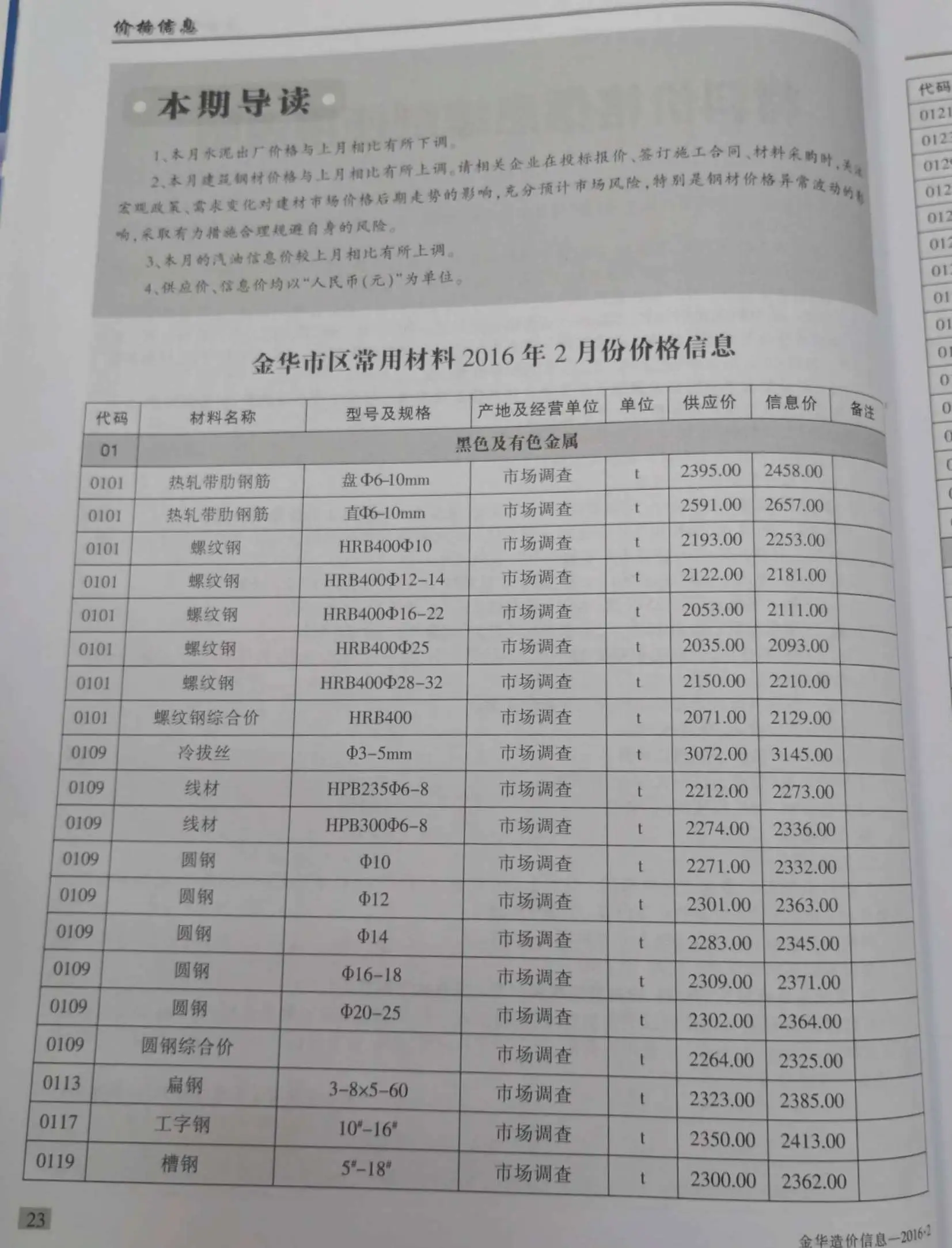 造价库金华市2016年2月信息价期刊电子版PDF封面