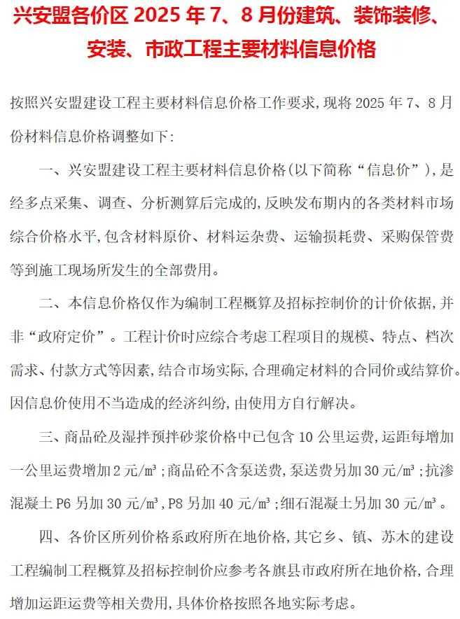 造价库兴安盟2025年7、8月(第4期)信息价期刊电子版PDF封面