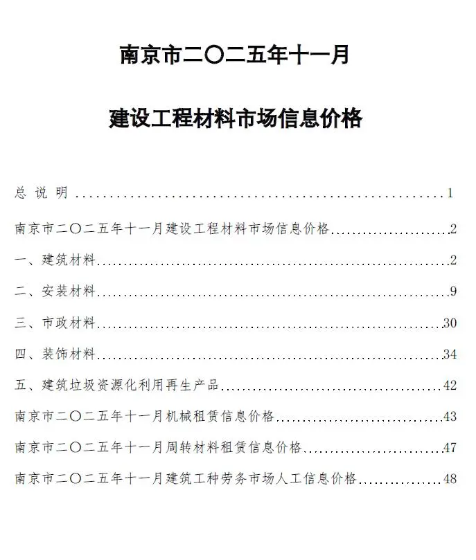 造价库南京市2025年11月信息价期刊电子版PDF封面