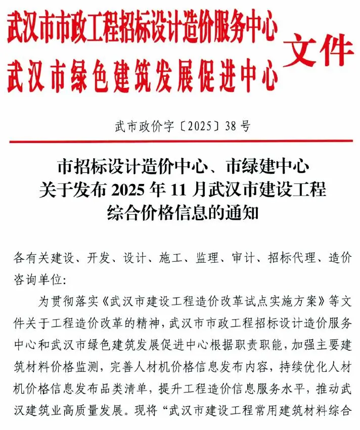 造价库武汉市2025年11月信息价期刊电子版PDF封面