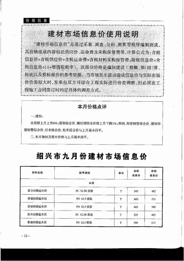 造价库绍兴市2019年9月信息价期刊电子版PDF封面
