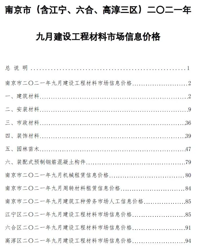 造价库南京市2021年9月信息价期刊电子版PDF封面